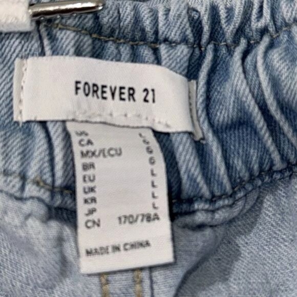 Forever 21 Light Blue Denim Jogger Pants Size L Elastic Waistband - Picture 3 of 6